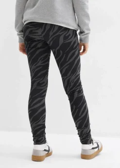 bonprix Mädchen 9-16 Jahre·Hosen & Leggings|Thermo-Leggings schiefergrau/dunkelgrau zebra bedruckt