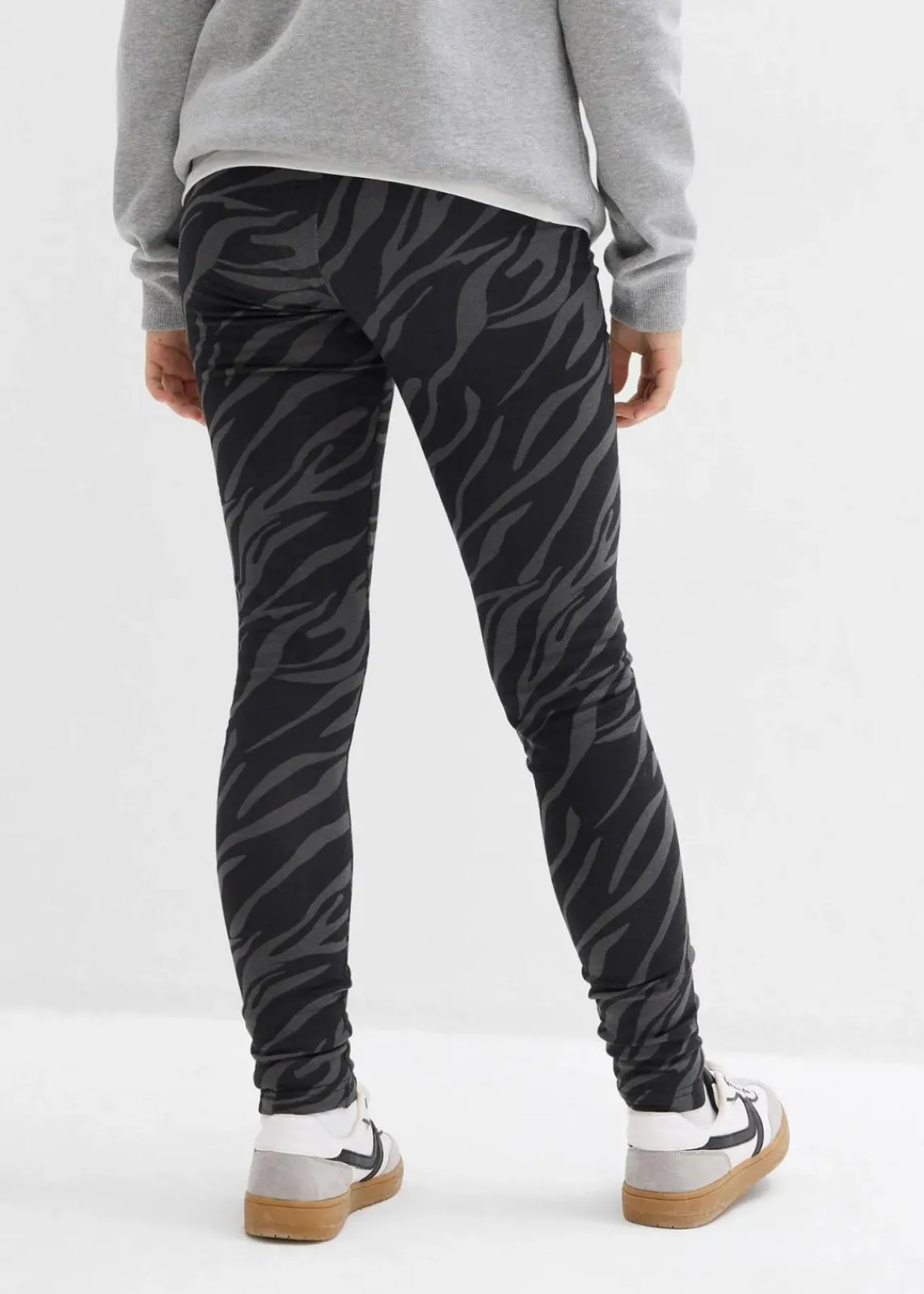 bonprix Mädchen 9-16 Jahre·Hosen & Leggings|Thermo-Leggings schiefergrau/dunkelgrau zebra bedruckt