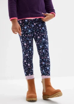 bonprix Mädchen 2-8 Jahre·Mehrfachpacks|Mädchen 2-8 Jahre·Jeans & Hosen|Thermo-Leggings (2er Pack) dunkelblau + dunkelblau geblümt