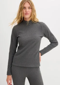 bonprix Shirts & Tops|Sportbekleidung|Thermoshirt mit Stehkragen grau meliert meliert