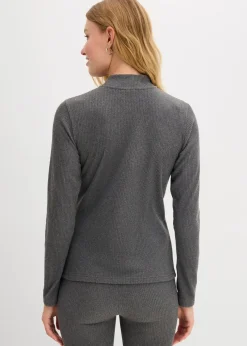 bonprix Shirts & Tops|Sportbekleidung|Thermoshirt mit Stehkragen grau meliert meliert