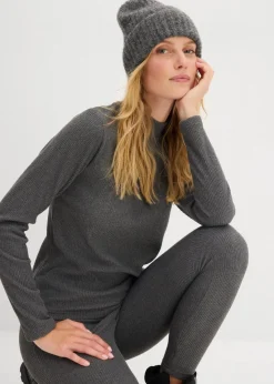 bonprix Shirts & Tops|Sportbekleidung|Thermoshirt mit Stehkragen grau meliert meliert