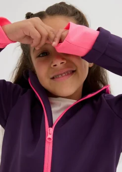 bonprix Mädchen 2-8 Jahre·Nachhaltigere Materialien|Mädchen 9-16 Jahre·Nachhaltigere Materialien|Thermo-Softshelljacke, wasserabweisend dunkellila/neonpink
