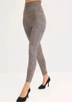 bonprix Bekleidung·Kleider|Thermounterwäsche|Thermo-Strumpfleggings braun/schwarz leo bedruckt