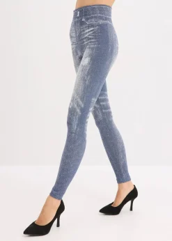 bonprix Bekleidung·Kleider|Thermounterwäsche|Thermo-Strumpfleggings mit weicher Innenseite blau jeansoptik