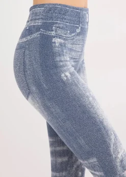 bonprix Bekleidung·Kleider|Thermounterwäsche|Thermo-Strumpfleggings mit weicher Innenseite blau jeansoptik