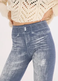 bonprix Bekleidung·Kleider|Thermounterwäsche|Thermo-Strumpfleggings mit weicher Innenseite blau jeansoptik