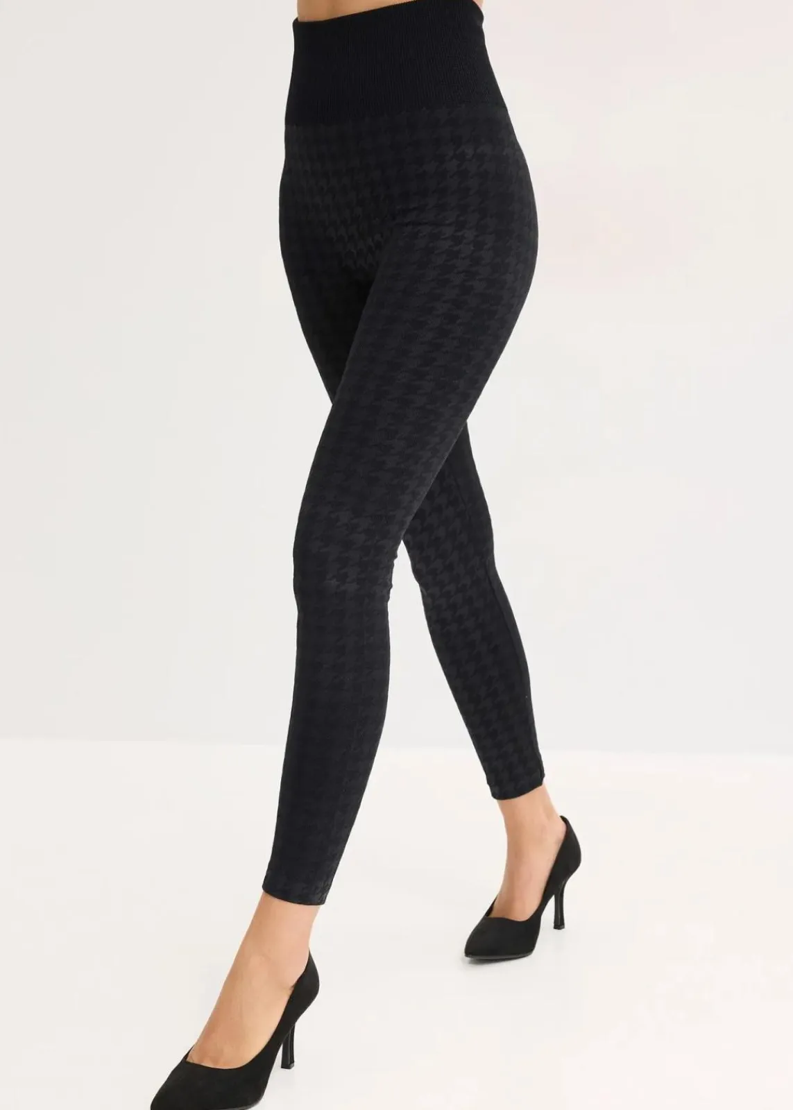 bonprix Bekleidung·Kleider|Thermounterwäsche|Thermo-Strumpfleggings mit weicher Innenseite und Hahnentrittmuster schwarz pepita bedruckt