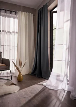 bonprix Vorhänge|Thermo-Vorhang mit weicher Fleece-Rückseite, auch in extra lang (1er Pack) grau