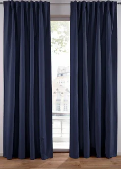 bonprix Vorhänge|Thermo-Vorhang mit weicher Fleece-Rückseite, auch in extra breit (1er Pack) dunkelblau