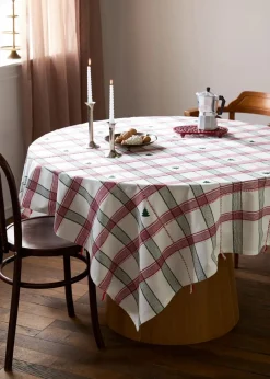 bonprix Geschirr & Servieren|Tischdecken|Tischdecke aus Bio Baumwolle creme/rot/grün