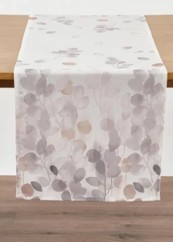 bonprix Tischdecken|Geschirr & Servieren|Tischläufer mit Druck wasserabweisend weiß/grau