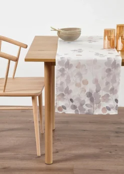 bonprix Tischdecken|Geschirr & Servieren|Tischläufer mit Druck wasserabweisend weiß/grau