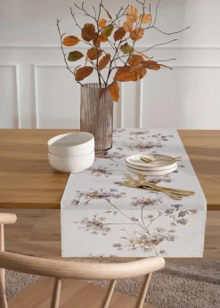 bonprix Geschirr & Servieren|Tischdecken|Tischläufer mit Leinenanteil weiß/sand/grau
