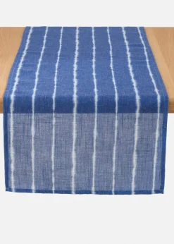 bonprix Geschirr & Servieren|Tischdecken|Tischläufer mit Leinenanteil dunkelblau/weiß