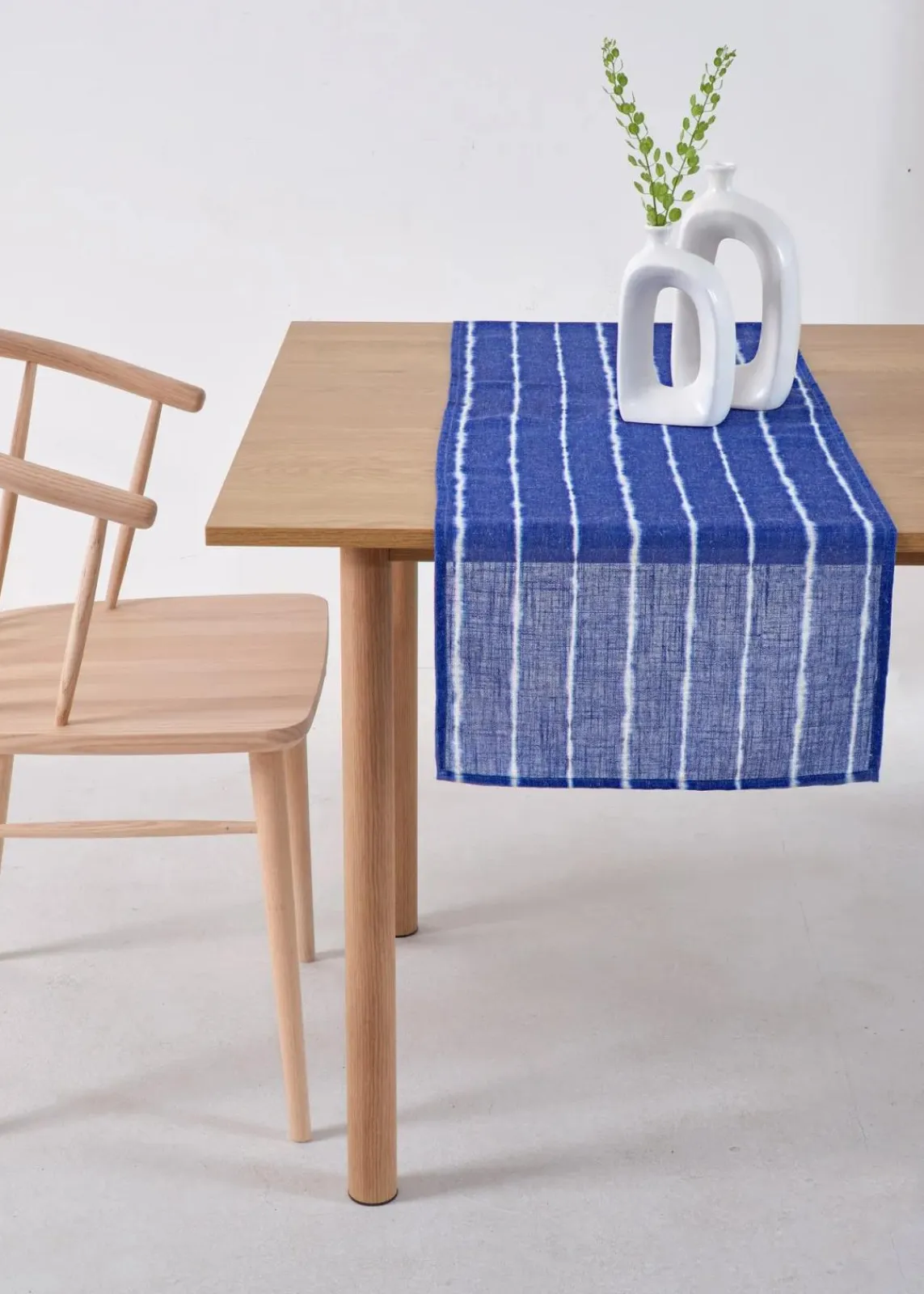 bonprix Geschirr & Servieren|Tischdecken|Tischläufer mit Leinenanteil dunkelblau/weiß