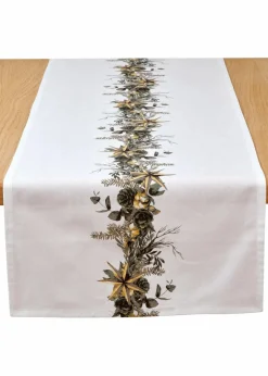 bonprix Geschirr & Servieren|Tischdecken|Tischläufer mit weihnachtlichem Druck weiß/grün