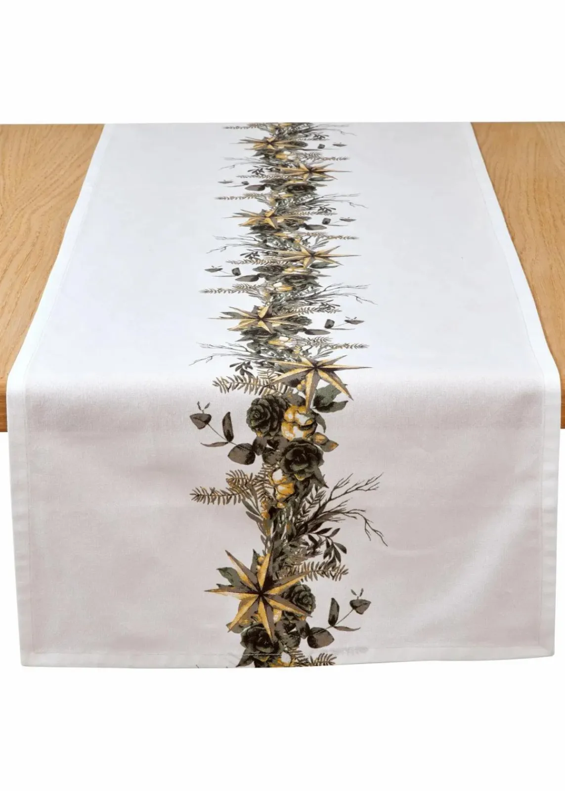 bonprix Geschirr & Servieren|Tischdecken|Tischläufer mit weihnachtlichem Druck weiß/grün