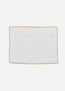 bonprix Geschirr & Servieren|Tischdecken|Tischset aus Bio Baumwolle mit Glanz Bordüre (2er Pack) wollweiß/gold