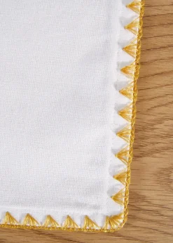 bonprix Geschirr & Servieren|Tischdecken|Tischset aus Bio Baumwolle mit Glanz Bordüre (2er Pack) wollweiß/gold