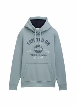 Tom Tailor Große Größen|Marken|Hoodie grau-mint bedruckt