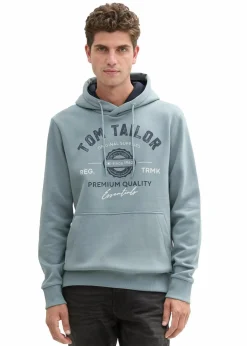 Tom Tailor Große Größen|Marken|Hoodie grau-mint bedruckt