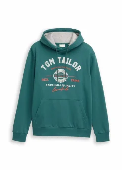 Tom Tailor Große Größen|Marken|Hoodie dunkelgrün bedruckt