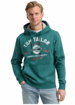 Tom Tailor Große Größen|Marken|Hoodie dunkelgrün bedruckt