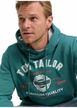 Tom Tailor Große Größen|Marken|Hoodie dunkelgrün bedruckt