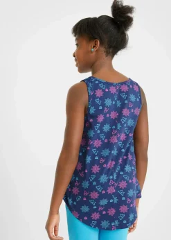 bonprix Mädchen 9-16 Jahre·Mehrfachpacks|Mädchen 9-16 Jahre·Shirts & Blusen|Top aus elastischem Bio-Baumwoll-Mix (2er Pack) mitternachtsblau + türkis