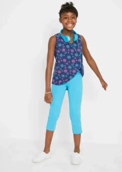 bonprix Mädchen 9-16 Jahre·Mehrfachpacks|Mädchen 9-16 Jahre·Shirts & Blusen|Top aus elastischem Bio-Baumwoll-Mix (2er Pack) mitternachtsblau + türkis