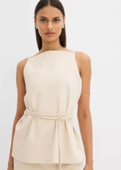 bonprix Shirts & Tops|Zweiteiler & Sets|Top aus Piqué kieselbeige