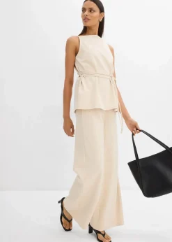 bonprix Shirts & Tops|Zweiteiler & Sets|Top aus Piqué kieselbeige