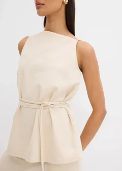 bonprix Shirts & Tops|Zweiteiler & Sets|Top aus Piqué kieselbeige