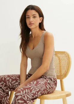 bonprix Bekleidung·Röcke|Basics|Top mit herzförmigem Ausschnitt taupe