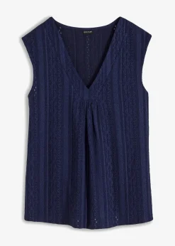 bonprix Shirts & Tops|Top mit Lochstickerei dunkelblau