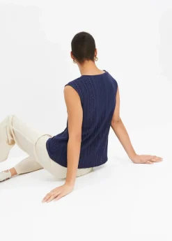 bonprix Shirts & Tops|Top mit Lochstickerei dunkelblau