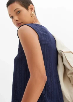 bonprix Shirts & Tops|Top mit Lochstickerei dunkelblau