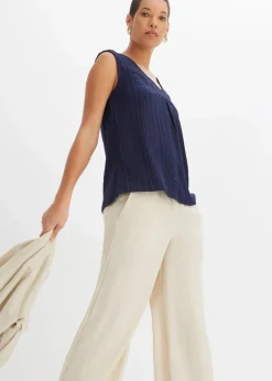 bonprix Shirts & Tops|Top mit Lochstickerei dunkelblau