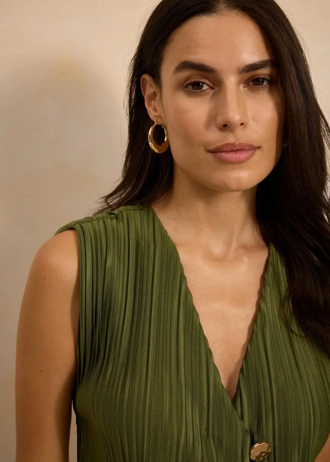 bonprix Shirts & Tops|Top mit Plissee dunkelkhaki