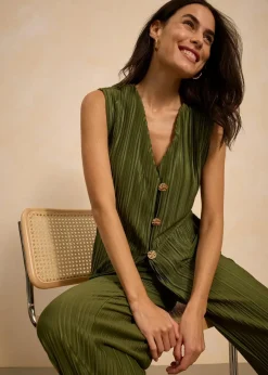 bonprix Shirts & Tops|Top mit Plissee dunkelkhaki