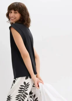 Top mit Ripp-Einsatz am Ärmel|bonprix Hot