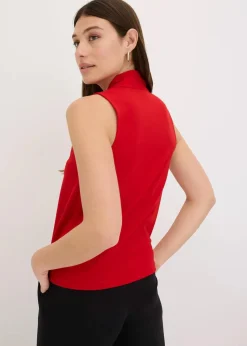 bonprix Shirts & Tops|Top mit Schluppenkragen tiefrot