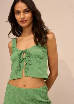 Top mit Schnürung in Struktur Optik|bonprix Clearance