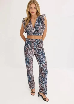 bonprix Bekleidung·Kleider|Zweiteiler & Sets|Top und Hose (2-tlg.Set) blau gemustert