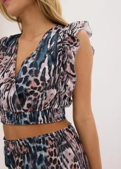 bonprix Bekleidung·Kleider|Zweiteiler & Sets|Top und Hose (2-tlg.Set) blau gemustert