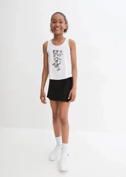 bonprix Mädchen 9-16 Jahre·Shorts|Mädchen 9-16 Jahre·Röcke|Top und Hosenrock (2tlg. Set) schwarz/weiß