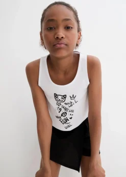 bonprix Mädchen 9-16 Jahre·Shorts|Mädchen 9-16 Jahre·Röcke|Top und Hosenrock (2tlg. Set) schwarz/weiß