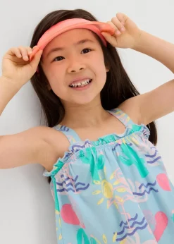 bonprix Mädchen 2-8 Jahre·Nachhaltigere Materialien|Mädchen 9-16 Jahre·Nachhaltigere Materialien|Top und kurze Hose (2-tlg.Set) aus reiner Bio-Baumwolle hellblau bedruckt