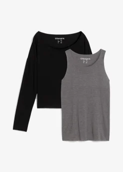 Top und Langarmshirt (2-tlg.Set) aus Jersey|bonprix